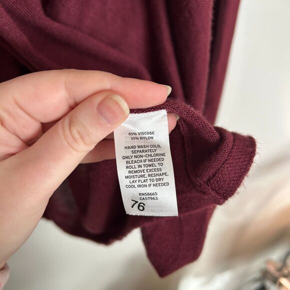 Nordstrom Lingerie Long Wrap Cardigan Burgundy / Wine / Maroon - Picture 11 of 12